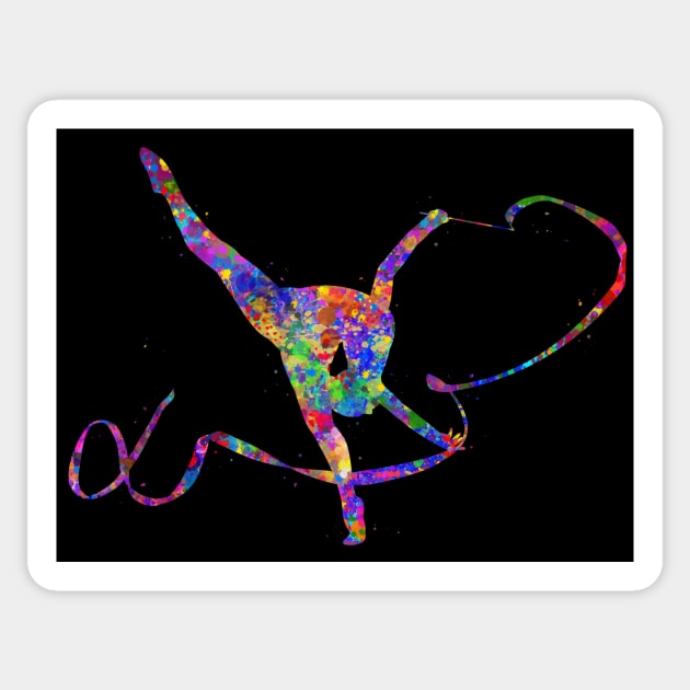 Rhythmic gymnastics dance watercolor art Sticker by Yahya Art
